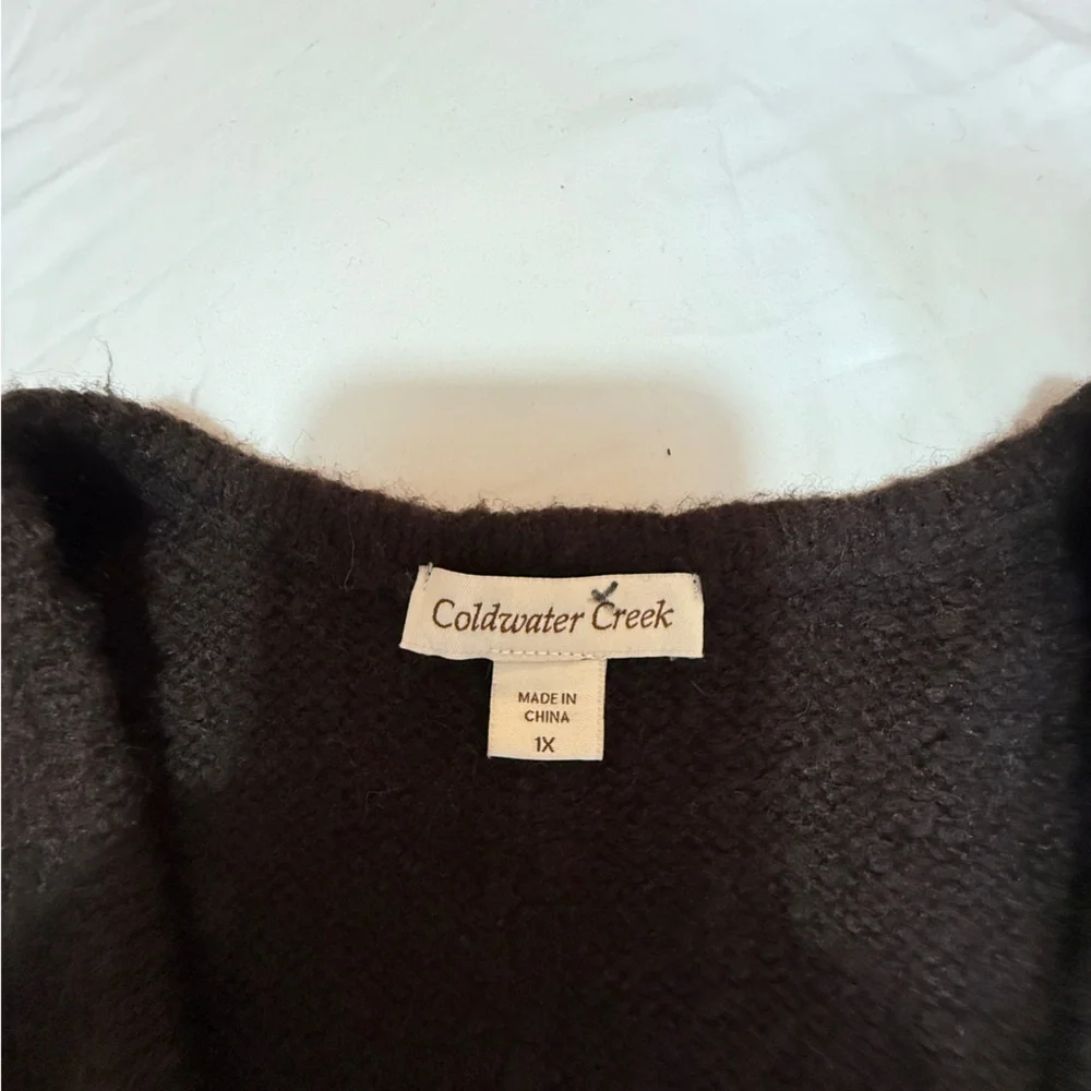 Coldwater Creek Brown Wool Blend V-Neck  Long Sleeve Sweater Plus Size 1X